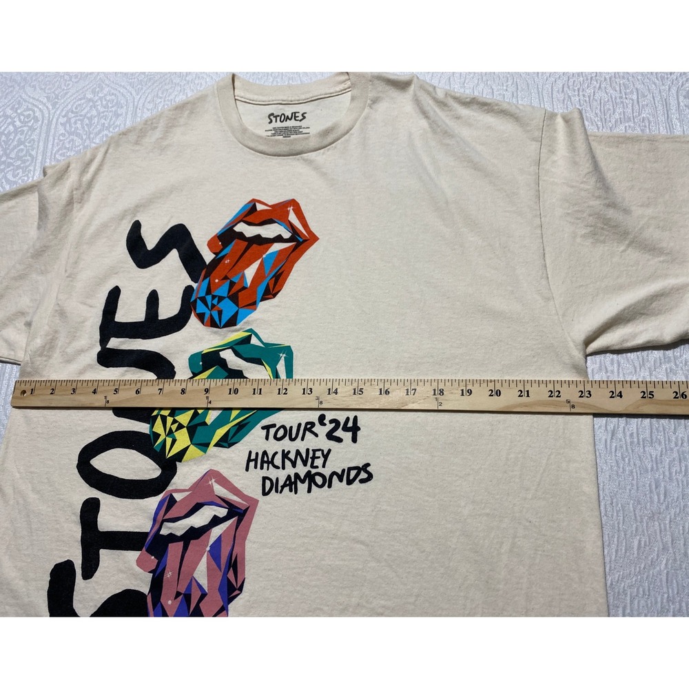The Rolling Stones Hackney Diamonds Tour 24 Graphic T-Shirt Cream Mens XL STONES - Picture 5 of 6
